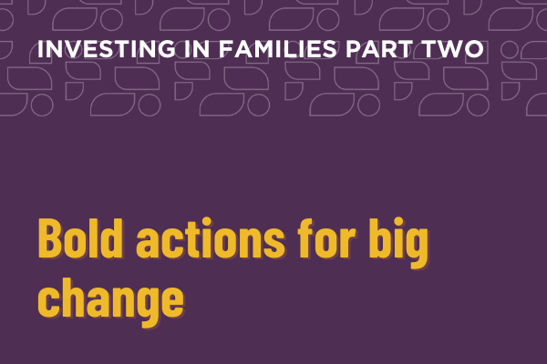 Investing in Families Part Two: Bold actions for big change