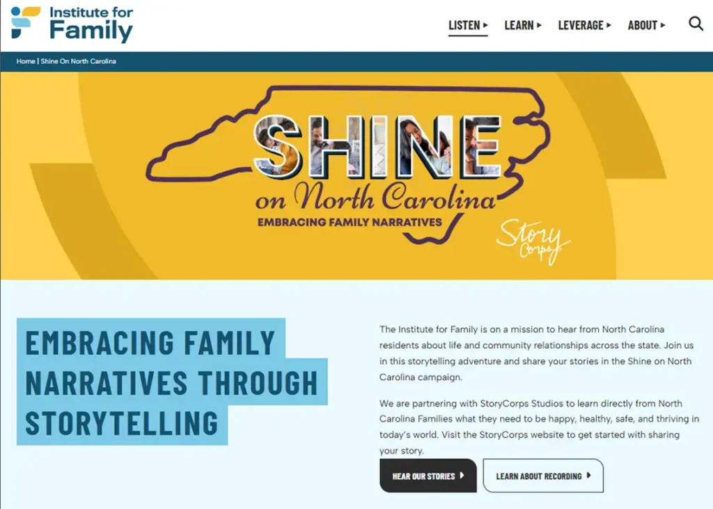 Institute for Family New Website Screenshot